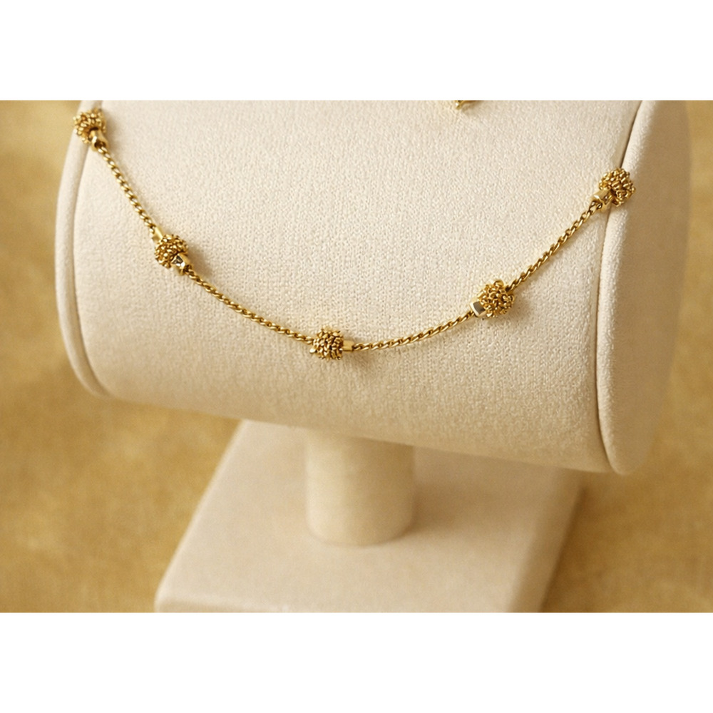 Gold Tone Station Bead Bracelet Adjustable Chain Minimalist Fashion Jewelry